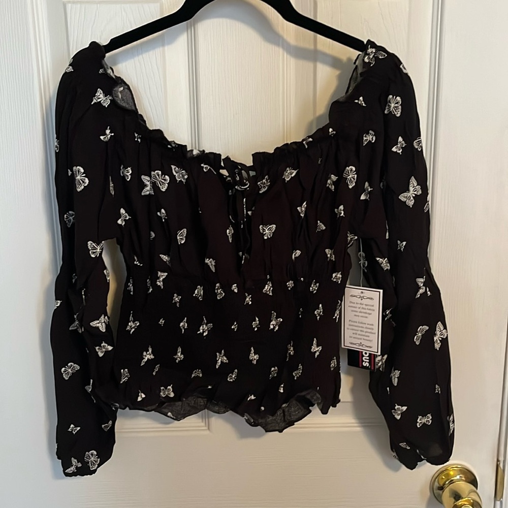 Almost famous smocked blouse size L
